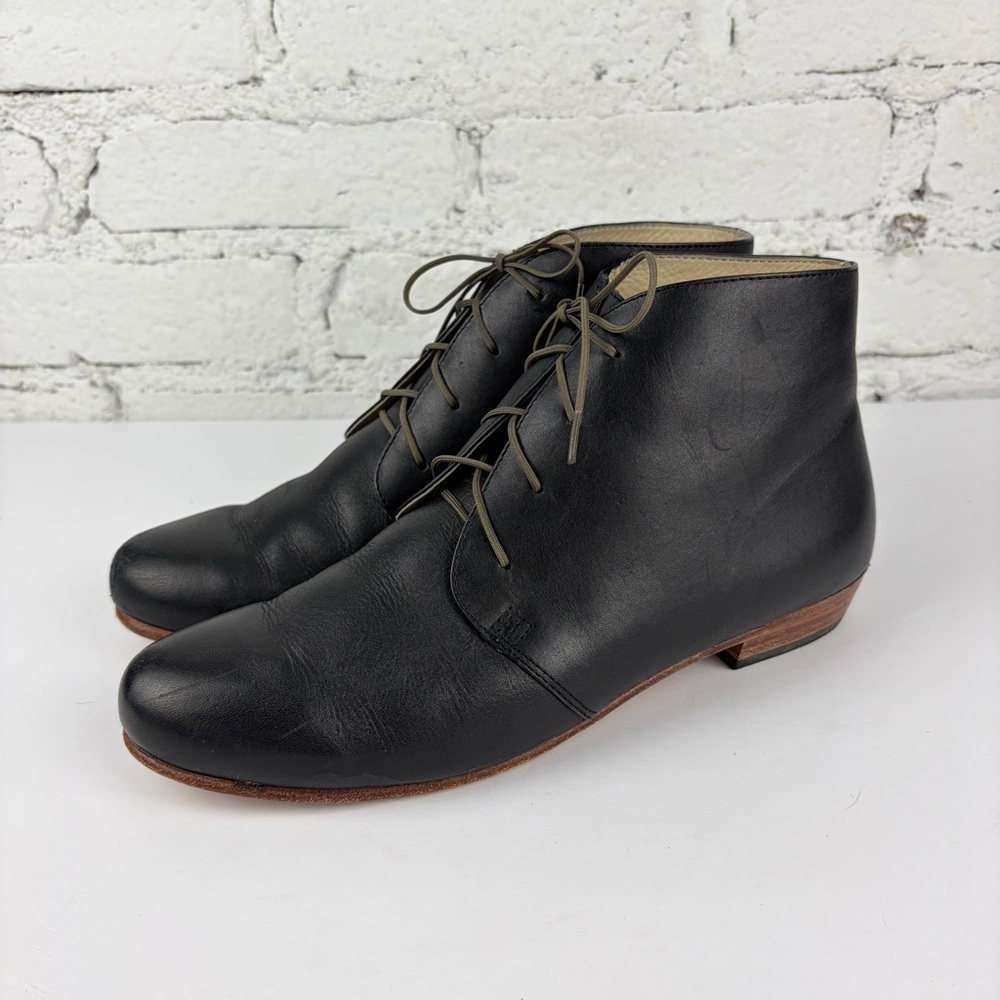 Nisolo Isla Black Leather Chukka Ankle Bootie Laced Boot 9 - Picture 7 of 14